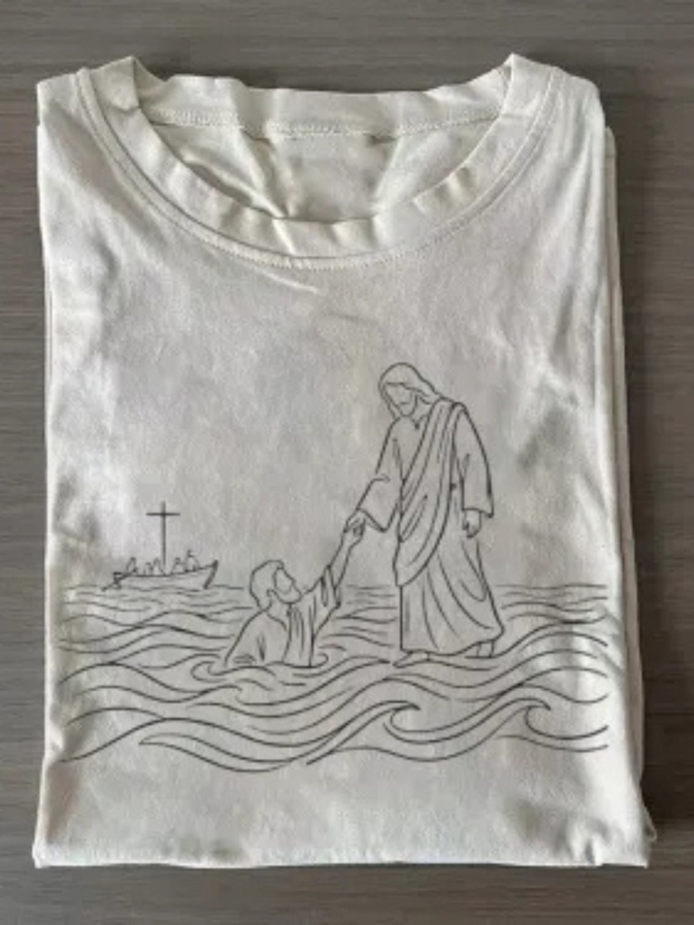 White Jesus Graphic T-Shirt with Faith Illustration